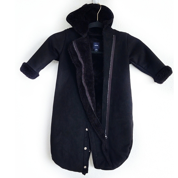 Baby Gap Faux Suede Fleece Lined Bunting Full Zip & Snap Legs Size 6-12 Months